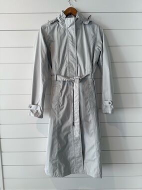Eddie Bauer Pale Gray Belted Trench Coat